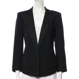 SMYTHE Wide Notched Lapels Taylored Blazer Jacket Sz 2 Black